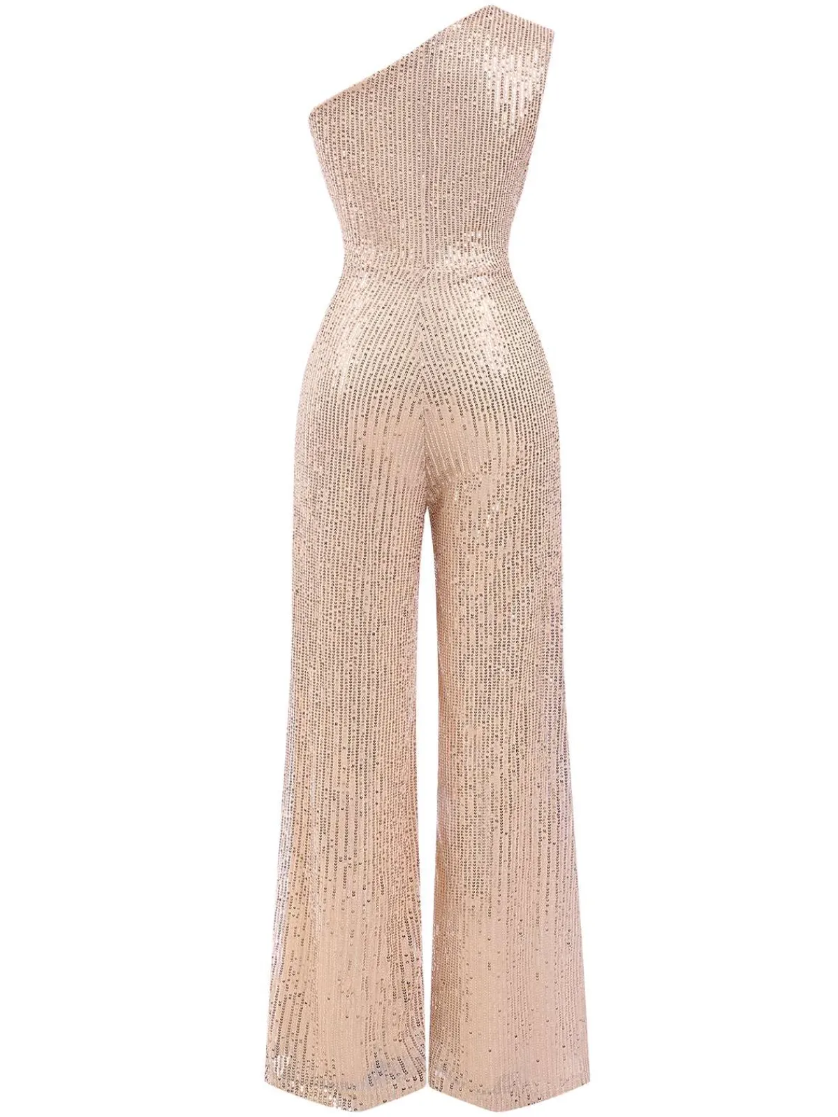 Fashion Retro Stage 1930s One Shoulder Glitter Solid Jumpsuit