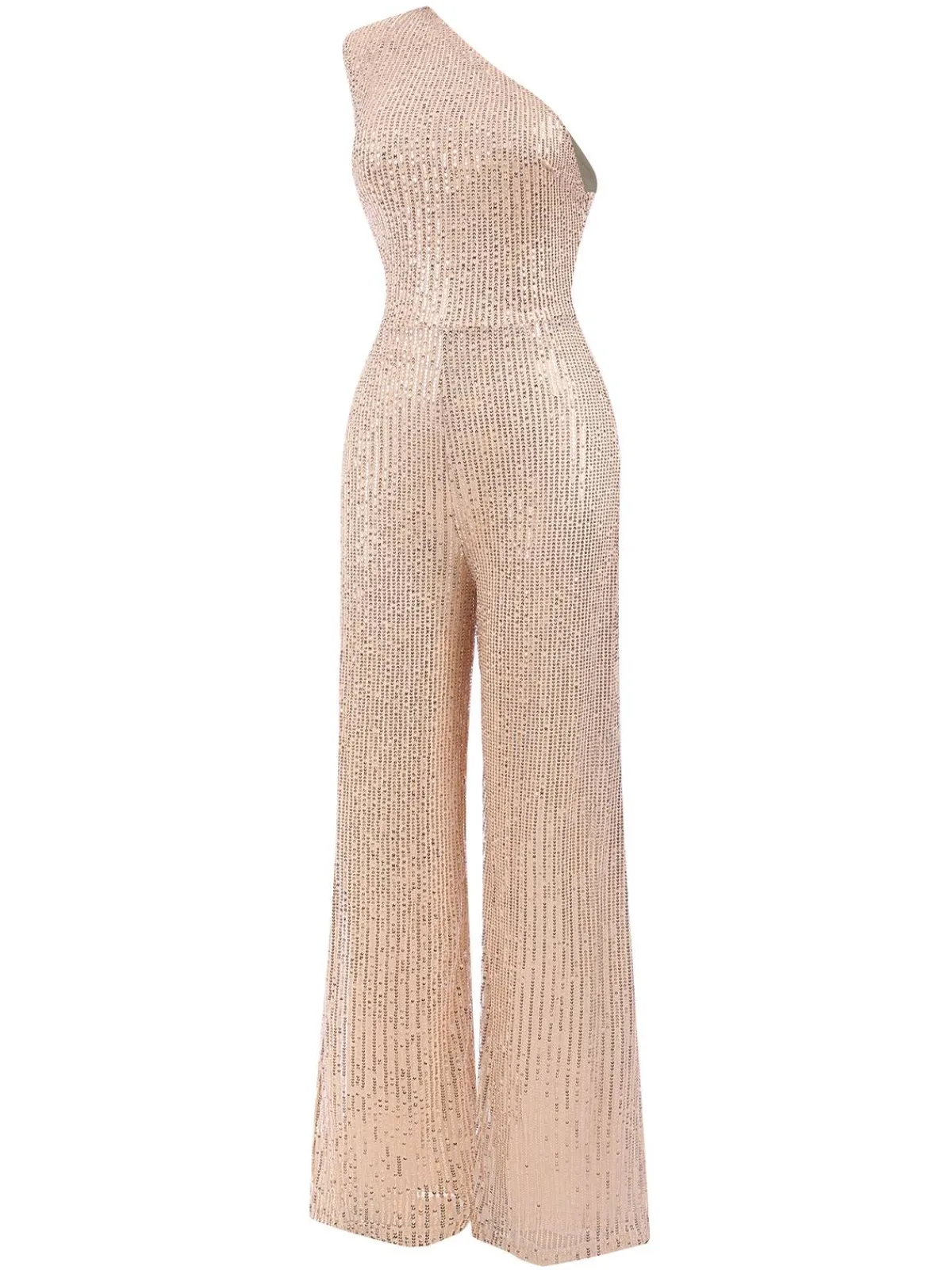 Fashion Retro Stage 1930s One Shoulder Glitter Solid Jumpsuit