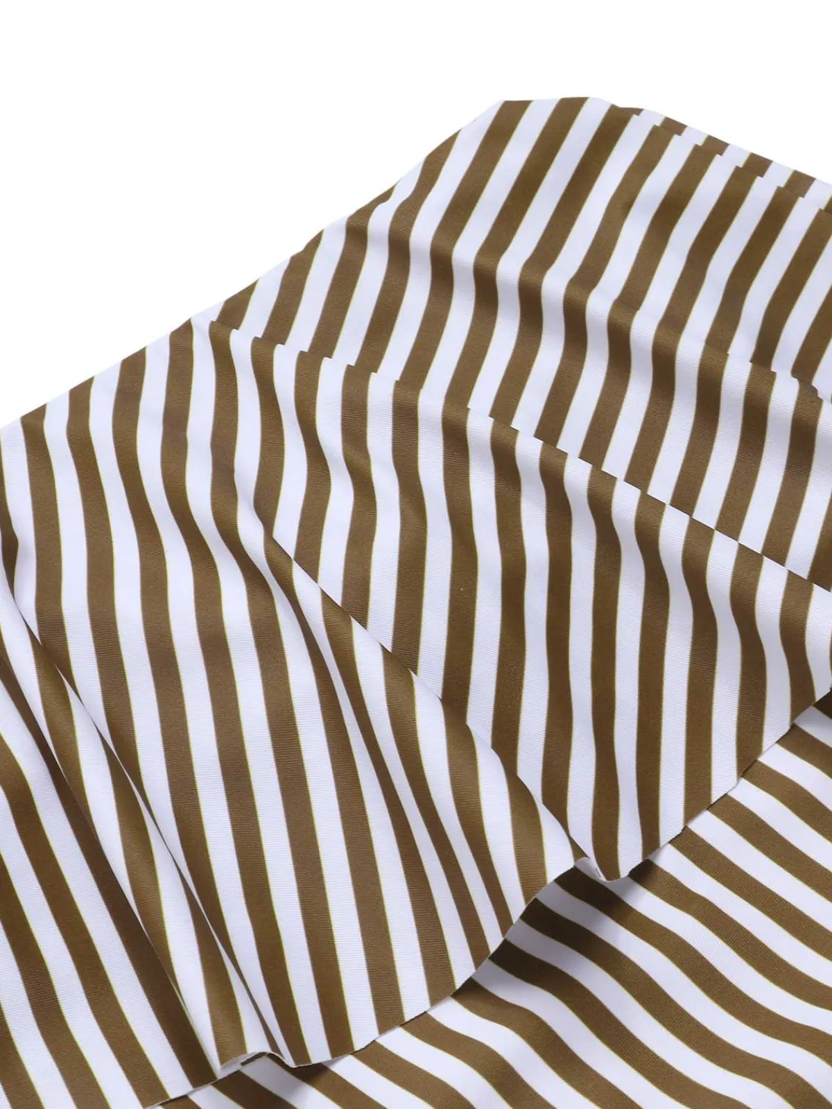 Fashion Retro Stage 1970s One-Shoulder Stripes Ruffles One-Piece Swimsuit Brown