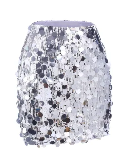 Online Retro Stage 1980s Party Sequined Mini Pencil Skirt