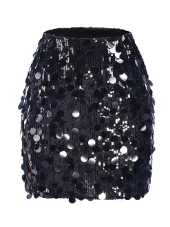 Online Retro Stage 1980s Party Sequined Mini Pencil Skirt