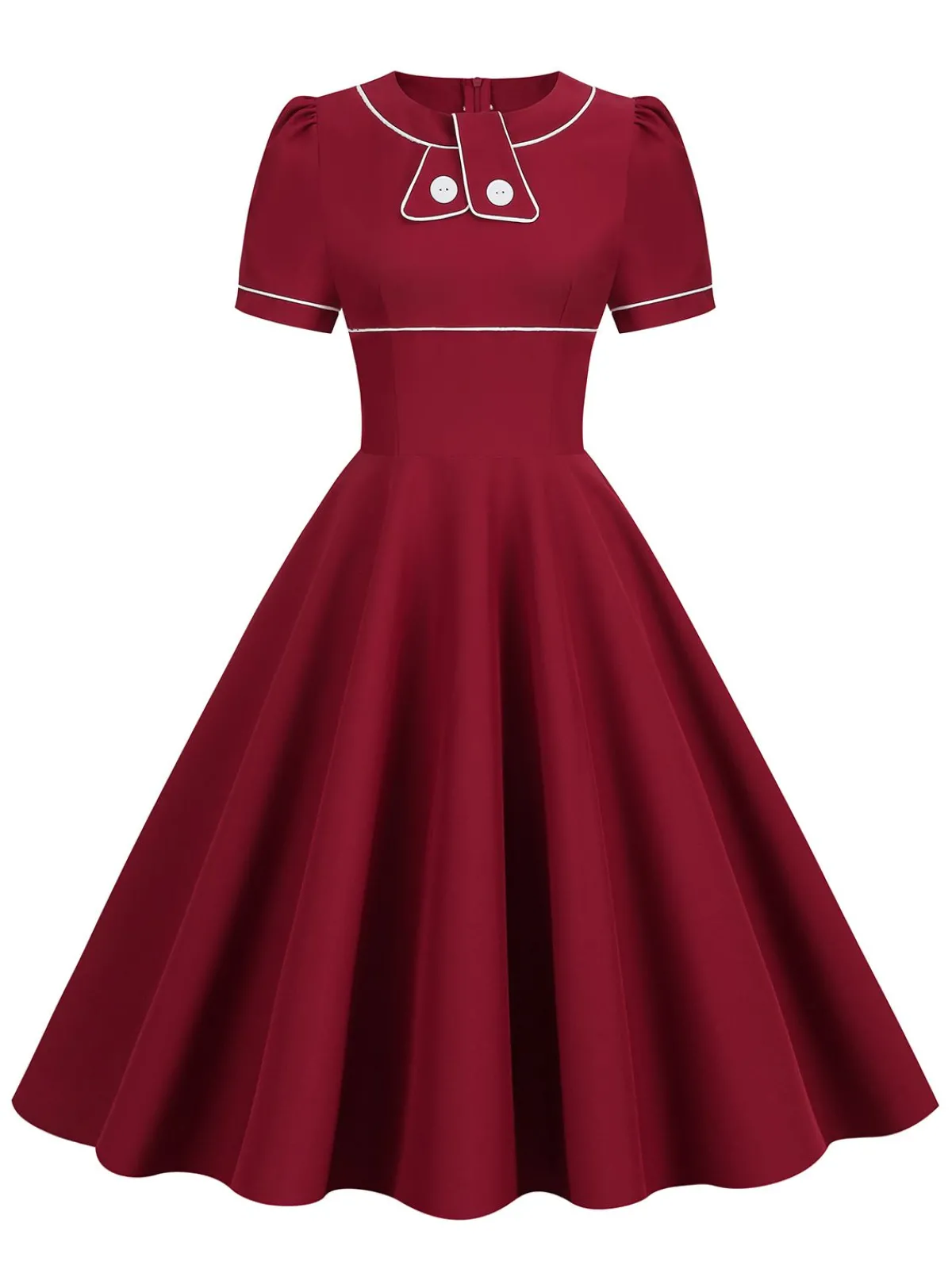 Discount Retro Stage 1950s Patchwork Button Swing Vintage Dress