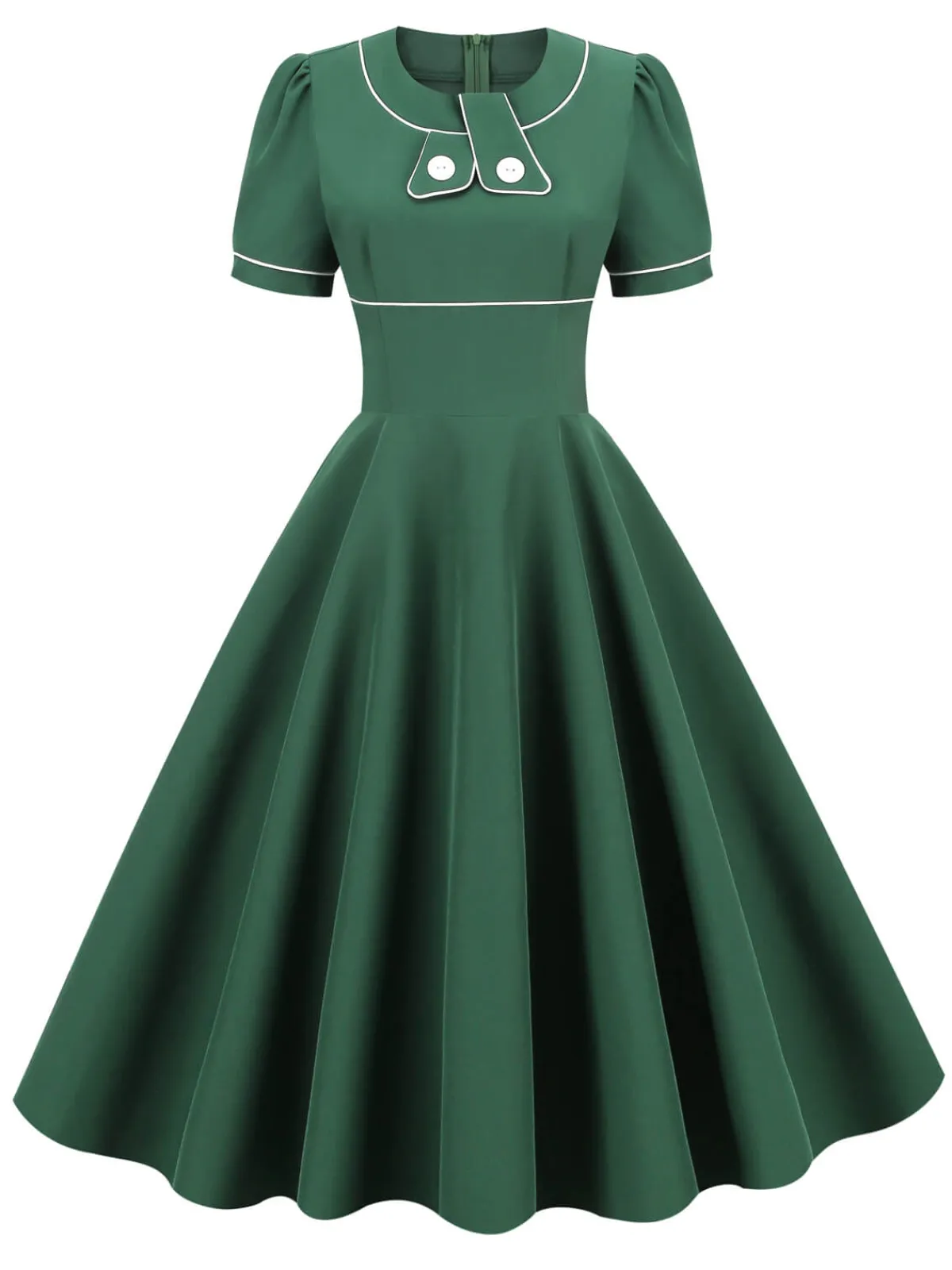 Discount Retro Stage 1950s Patchwork Button Swing Vintage Dress