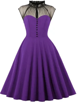 Clearance Retro Stage 1950s Patchwork Flying Sleeves Swing Dress