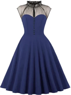 Clearance Retro Stage 1950s Patchwork Flying Sleeves Swing Dress