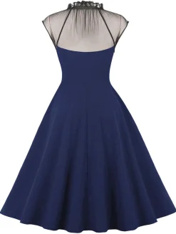 Clearance Retro Stage 1950s Patchwork Flying Sleeves Swing Dress