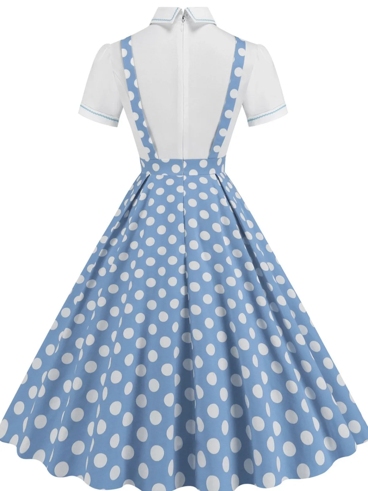 Sale Retro Stage 1950s Patchwork Lapel Collar Suspender Dress