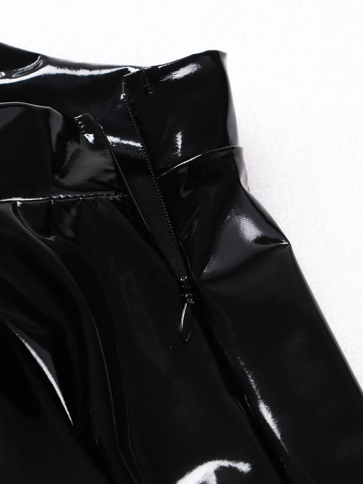 Best Retro Stage 1980s Patent Leather Pleated Mini Skirt