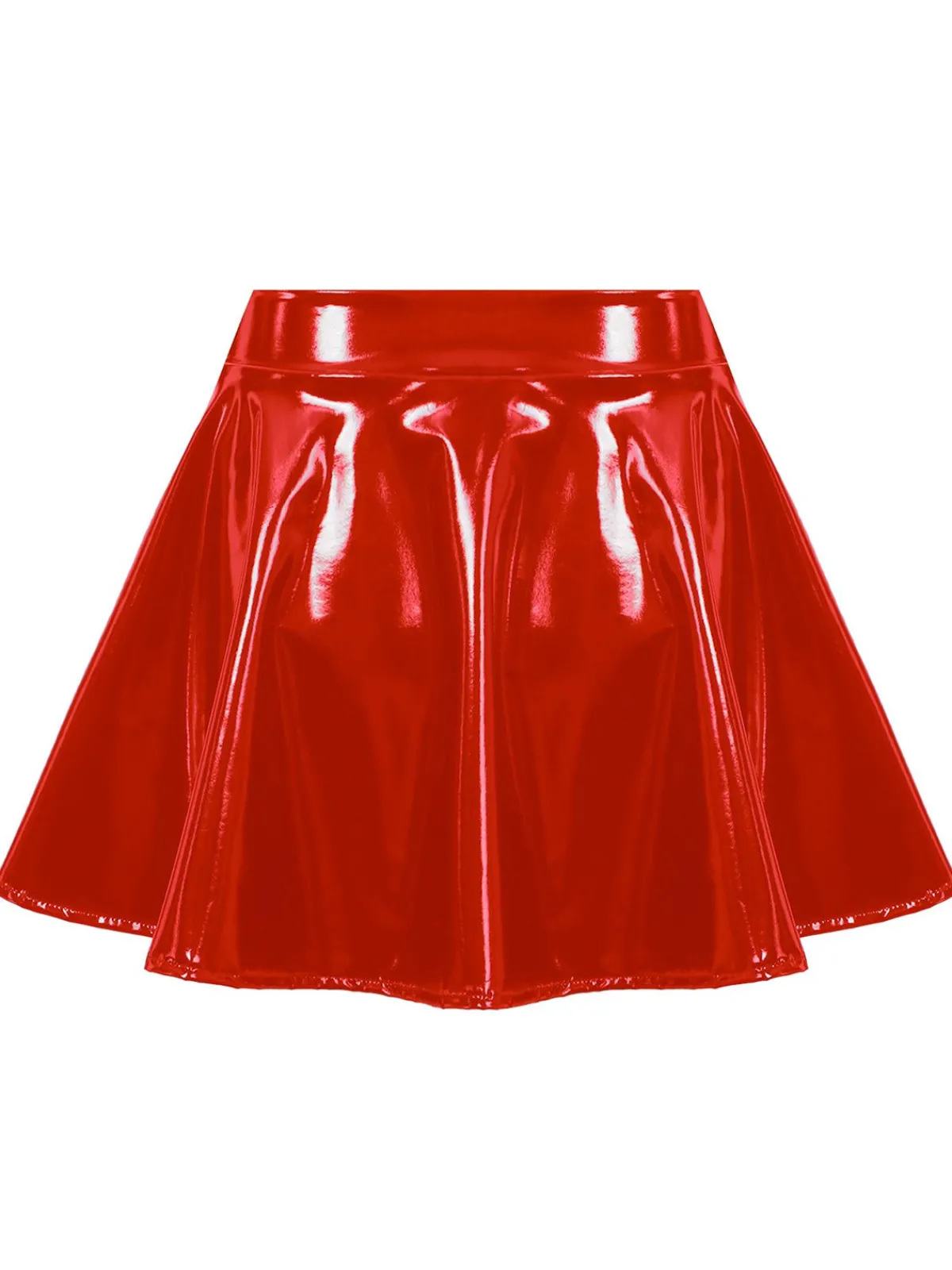 Best Retro Stage 1980s Patent Leather Pleated Mini Skirt