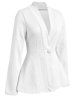 Clearance Retro Stage 1960s Pearl Buttoned Waisted Flare Long Sleeve Coat