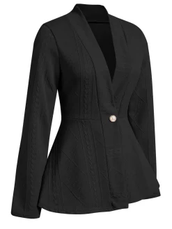 Clearance Retro Stage 1960s Pearl Buttoned Waisted Flare Long Sleeve Coat