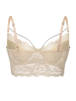 Hot Retro Stage 1940s Pearl Chain Floral Lace Crop Camisole