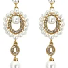 Outlet Retro Stage 1920s Pearl Rhinestone Earrings