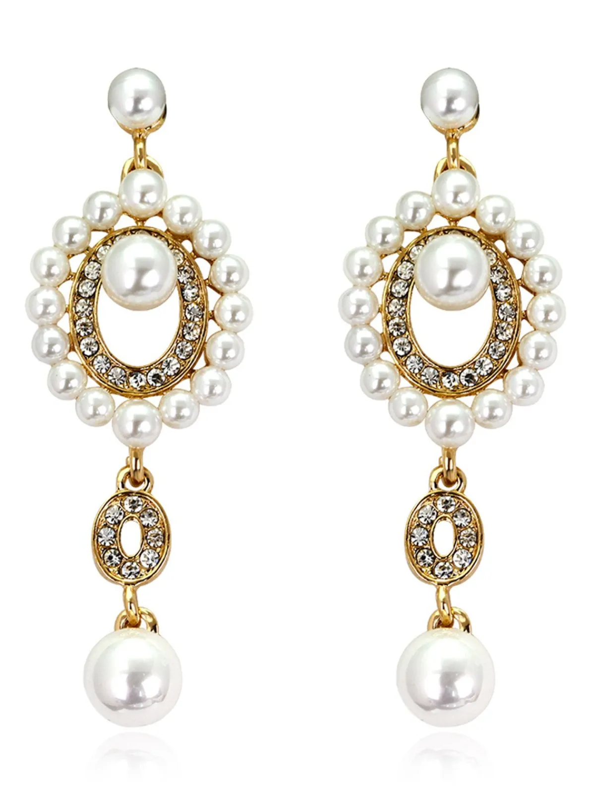 Outlet Retro Stage 1920s Pearl Rhinestone Earrings