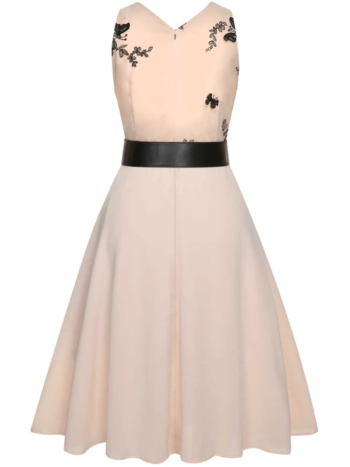 Discount Retro Stage 1950s Butterfly Sleeveless Dress With Belt Pink