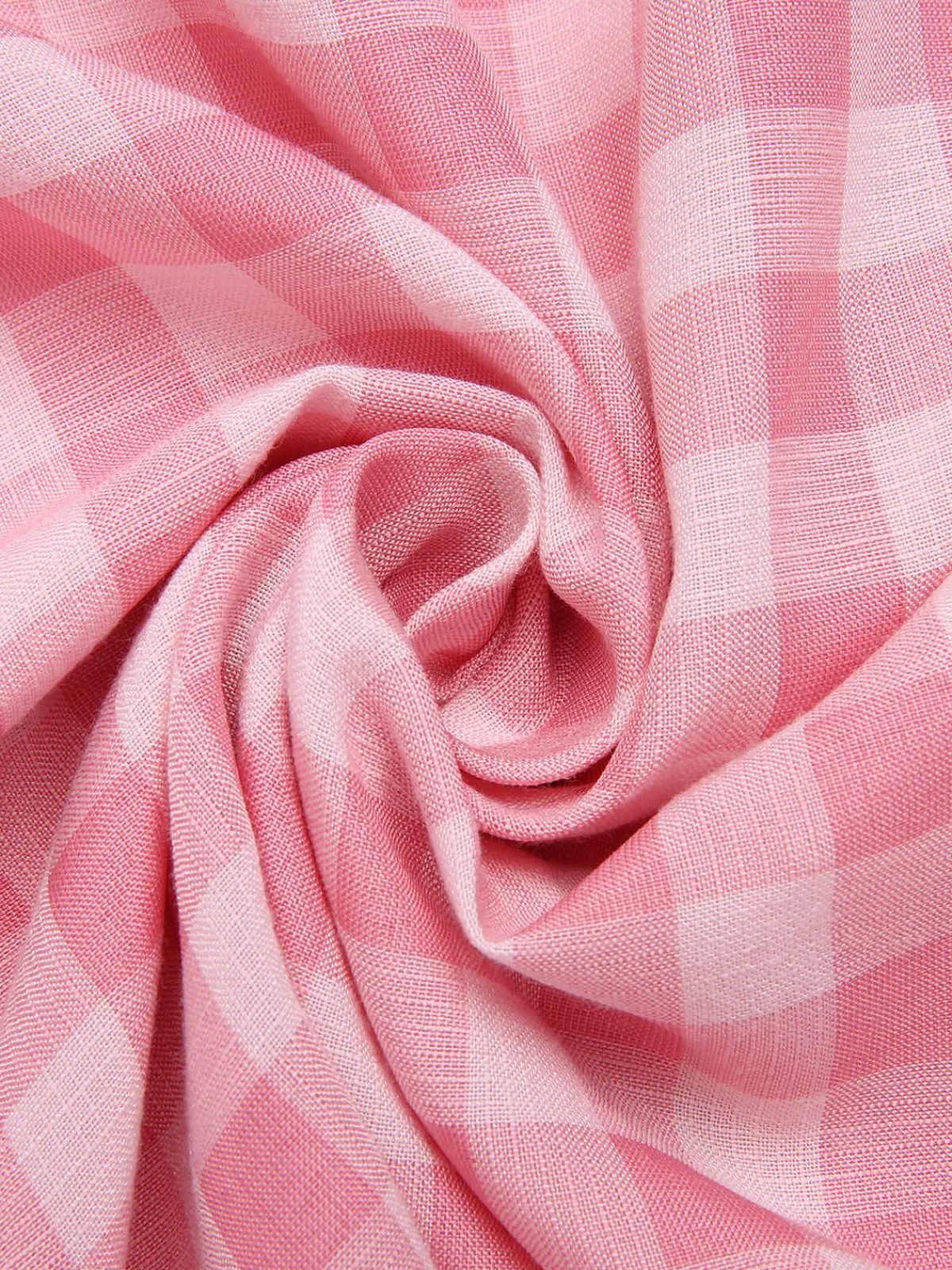Online Retro Stage 1950s Plaid Button Skirt With Belt Pink