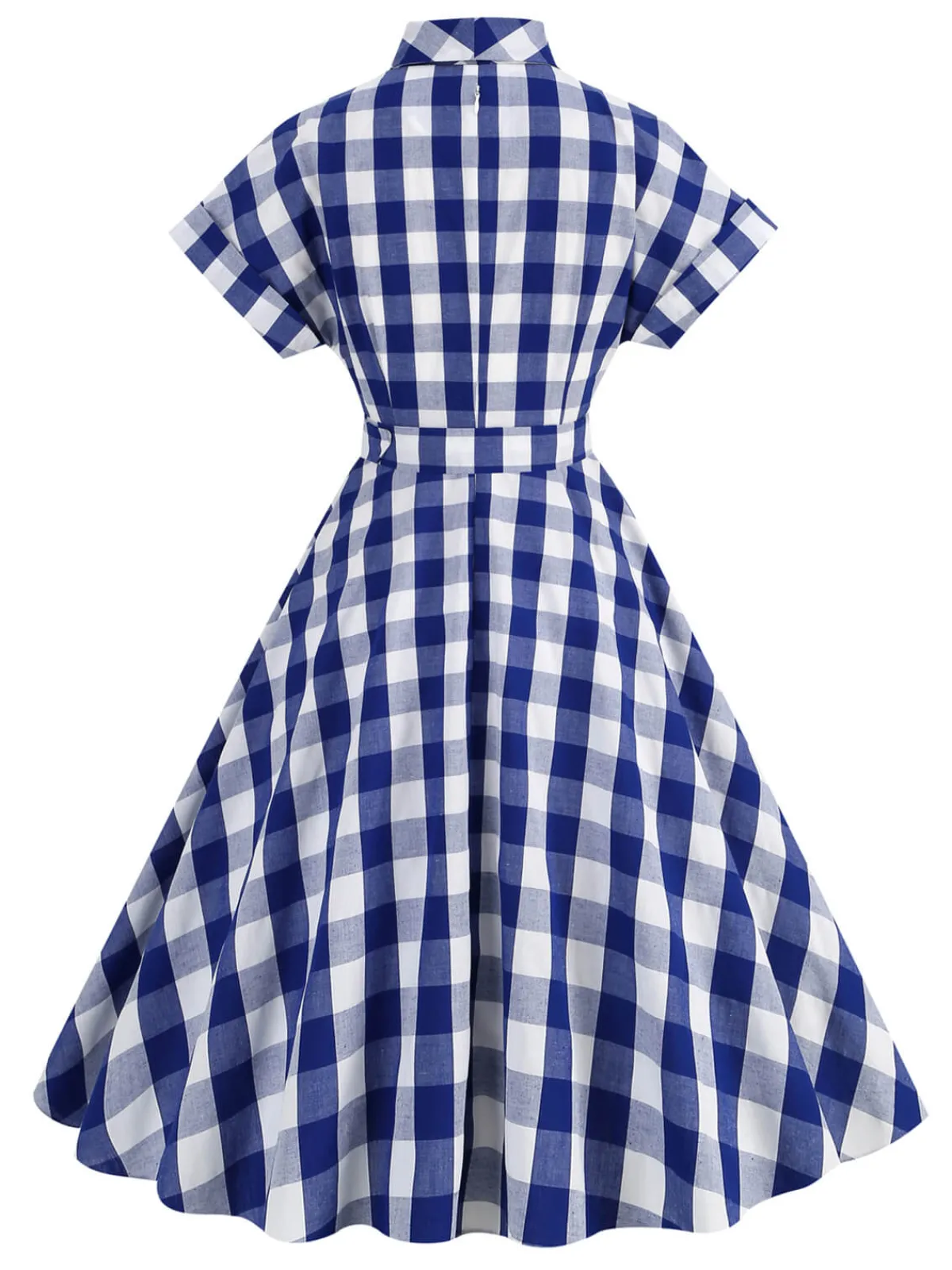 Best Retro Stage 1950s Plaid Bow Lapel Swing Dress