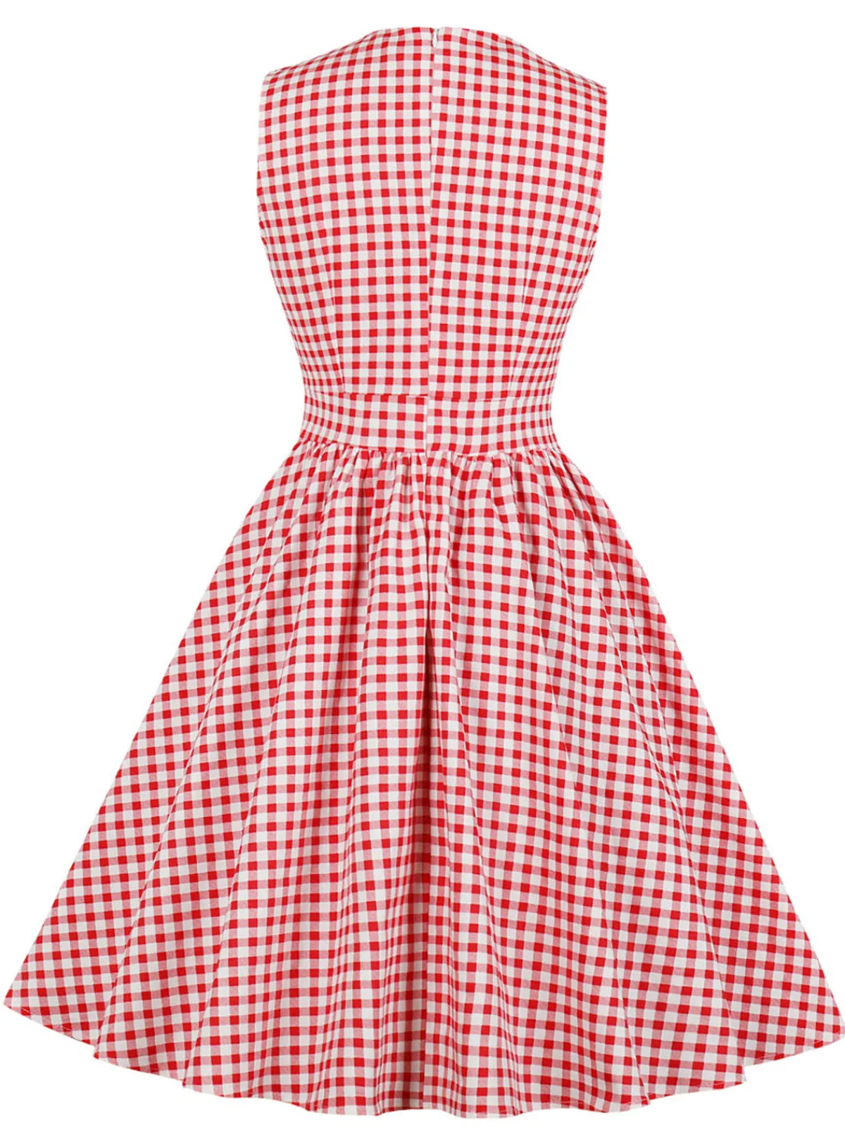 Discount Retro Stage 1950s Plaid Bow Pockets Lapel Dress
