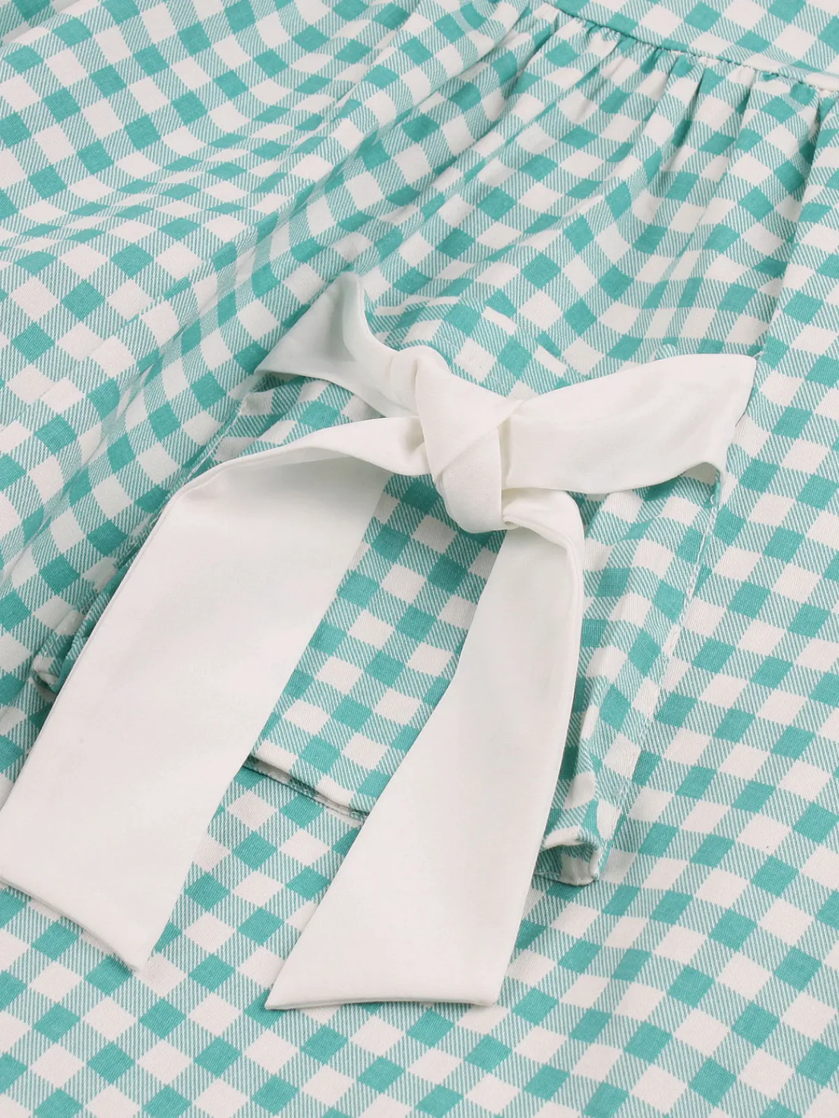 Discount Retro Stage 1950s Plaid Bow Pockets Lapel Dress