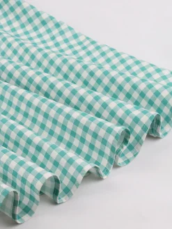 Discount Retro Stage 1950s Plaid Bow Pockets Lapel Dress