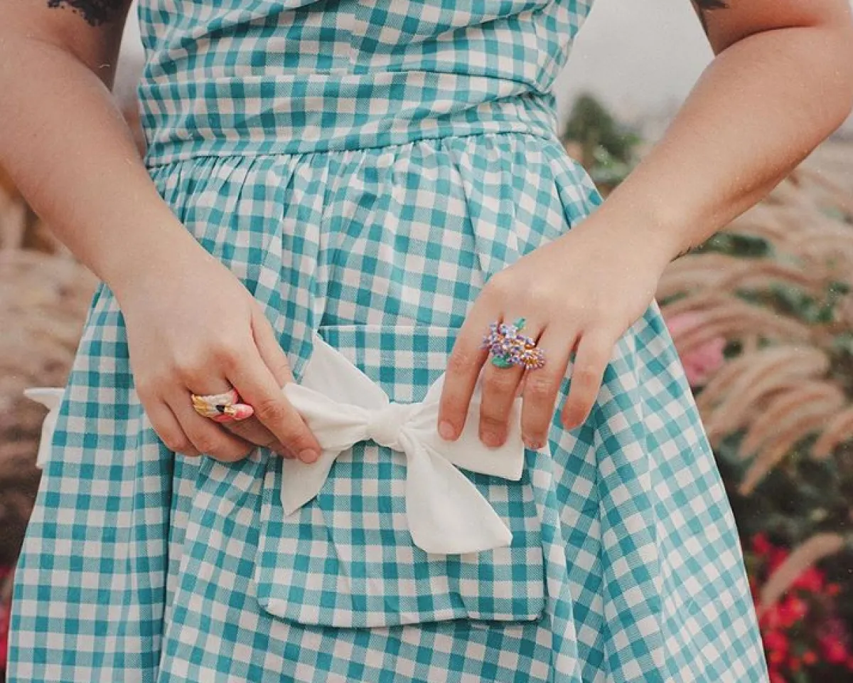 Discount Retro Stage 1950s Plaid Bow Pockets Lapel Dress