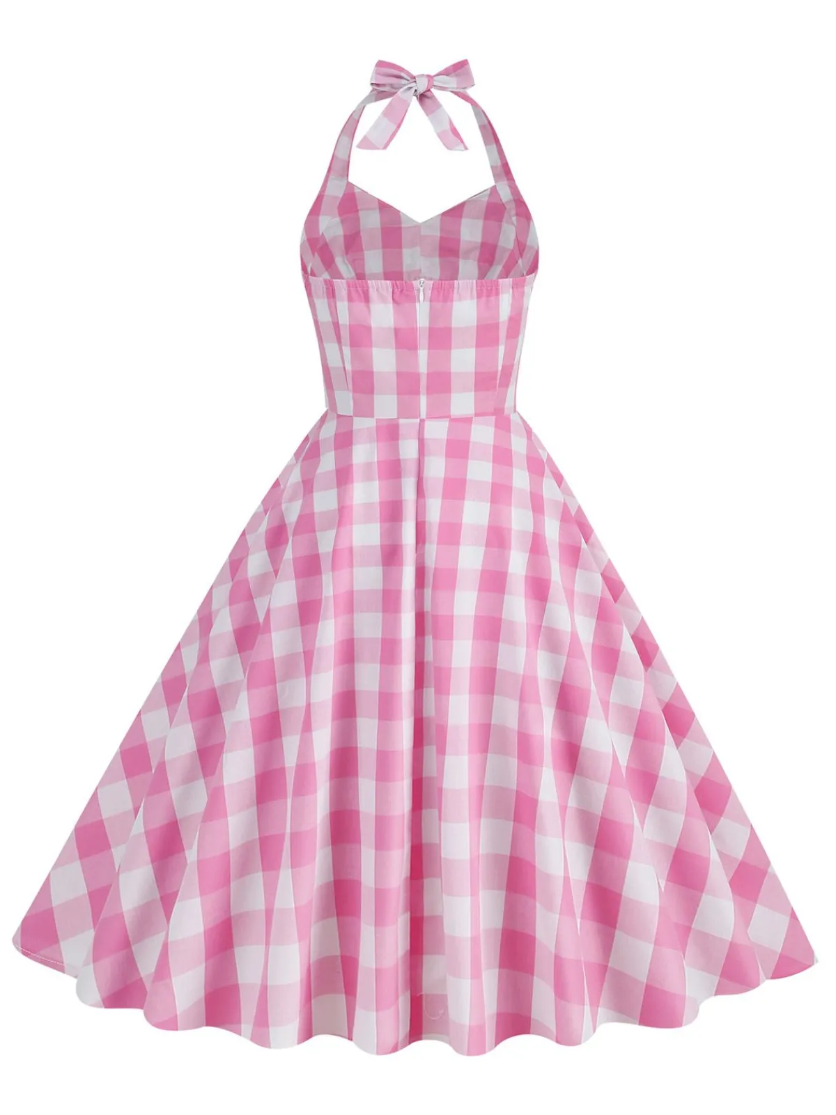 Clearance Retro Stage 1950s Plaid Halter Swing Dress