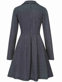 New Retro Stage 1950s Plaid Notch Lapel Double Breasted Coat