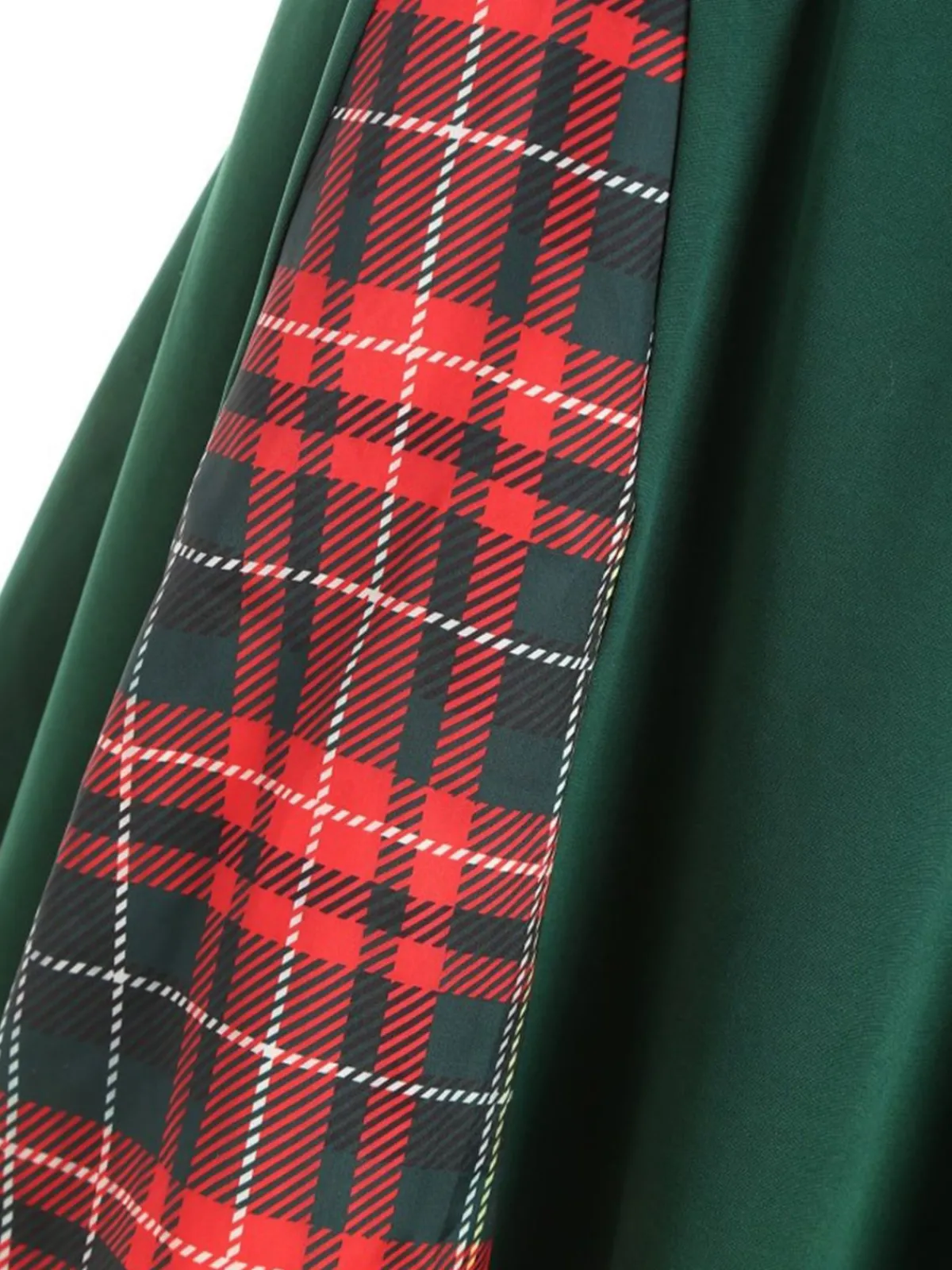 Fashion Retro Stage 1950s Plaid Patchwork Bow Swing Dress Green