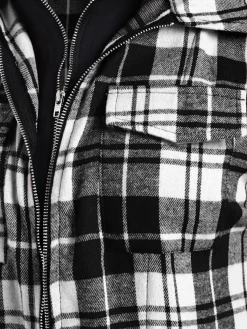 Sale Retro Stage 1950s Plaid Pocket Hooded Zipper Tops