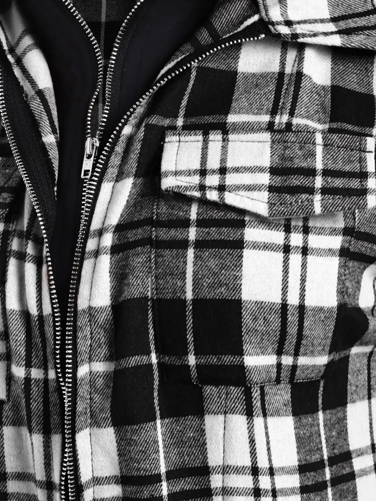 Sale Retro Stage 1950s Plaid Pocket Hooded Zipper Tops