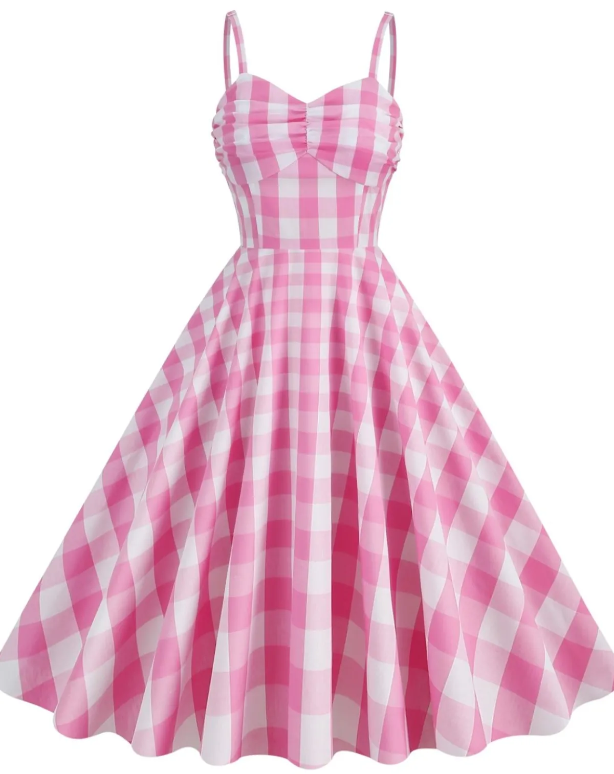 Outlet Retro Stage 1950s Plaid Strap Cotton Swing Dress