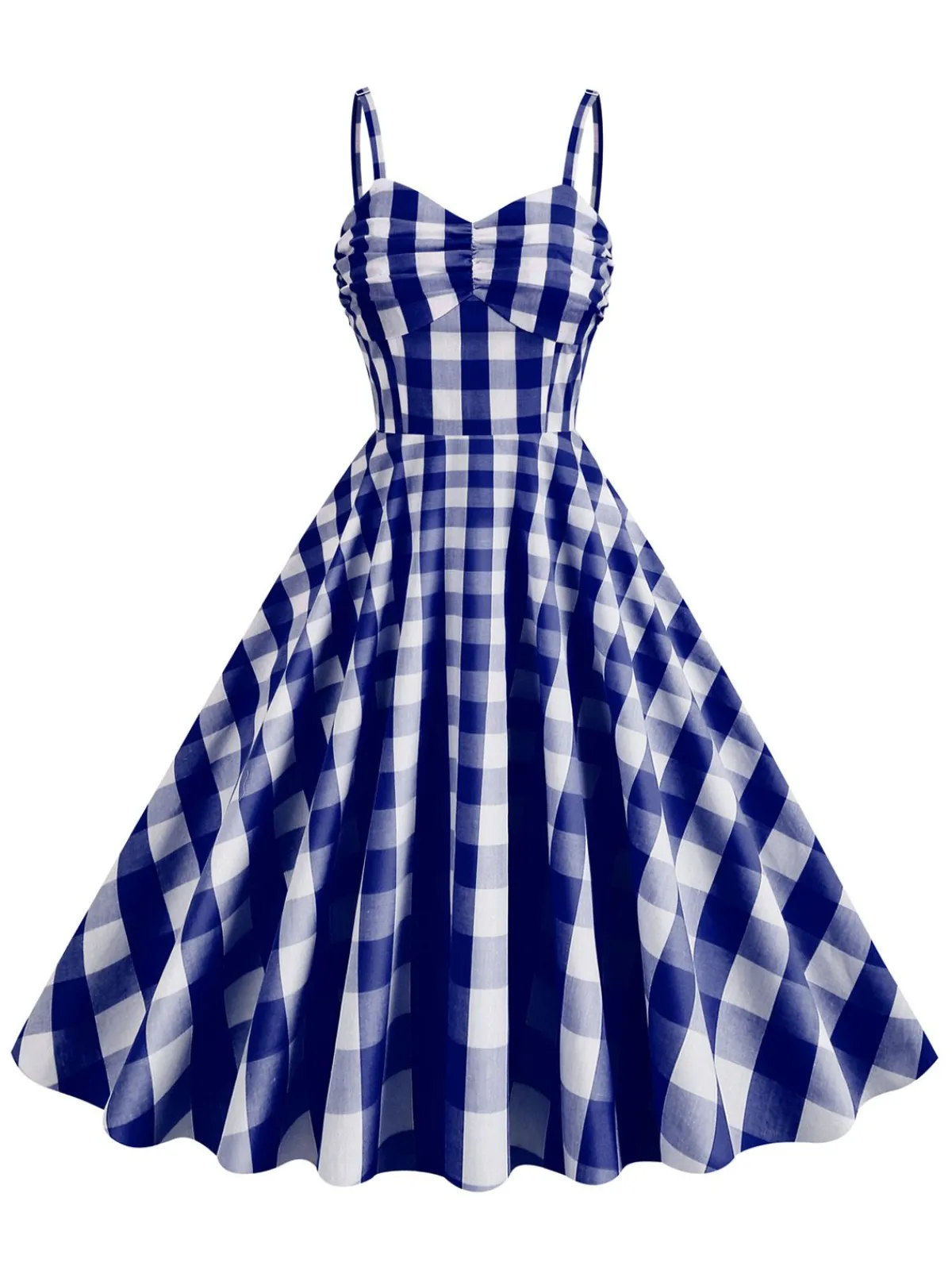 Outlet Retro Stage 1950s Plaid Strap Cotton Swing Dress