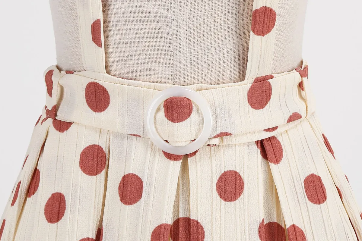 Clearance Retro Stage 1950s Polka Dot Belt Suspender Swing Skirt