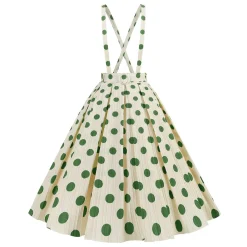 Clearance Retro Stage 1950s Polka Dot Belt Suspender Swing Skirt