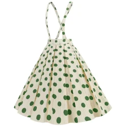 Clearance Retro Stage 1950s Polka Dot Belt Suspender Swing Skirt
