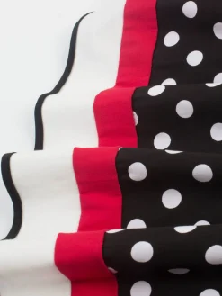 Online Retro Stage 1950s Polka Dot Belted Patchwork Dress Black