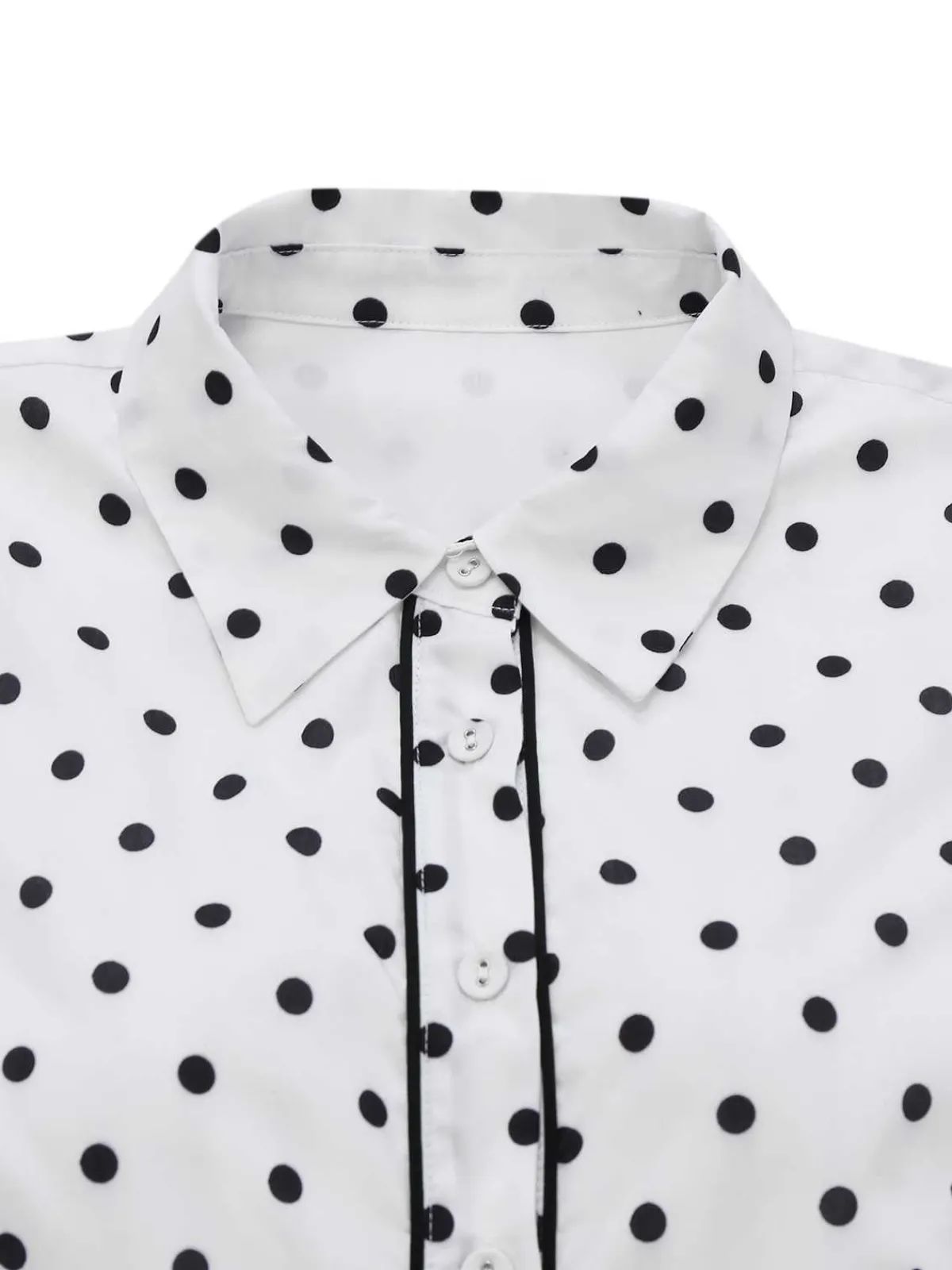 Clearance Retro Stage 1950s Polka Dot Belted Sleeveless Shirt Dress White