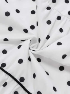 Clearance Retro Stage 1950s Polka Dot Belted Sleeveless Shirt Dress White