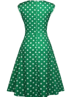 New Retro Stage 1950s Polka Dot Bow Swing Dress