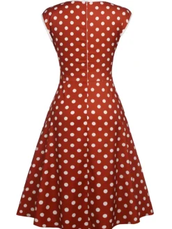 New Retro Stage 1950s Polka Dot Bow Swing Dress