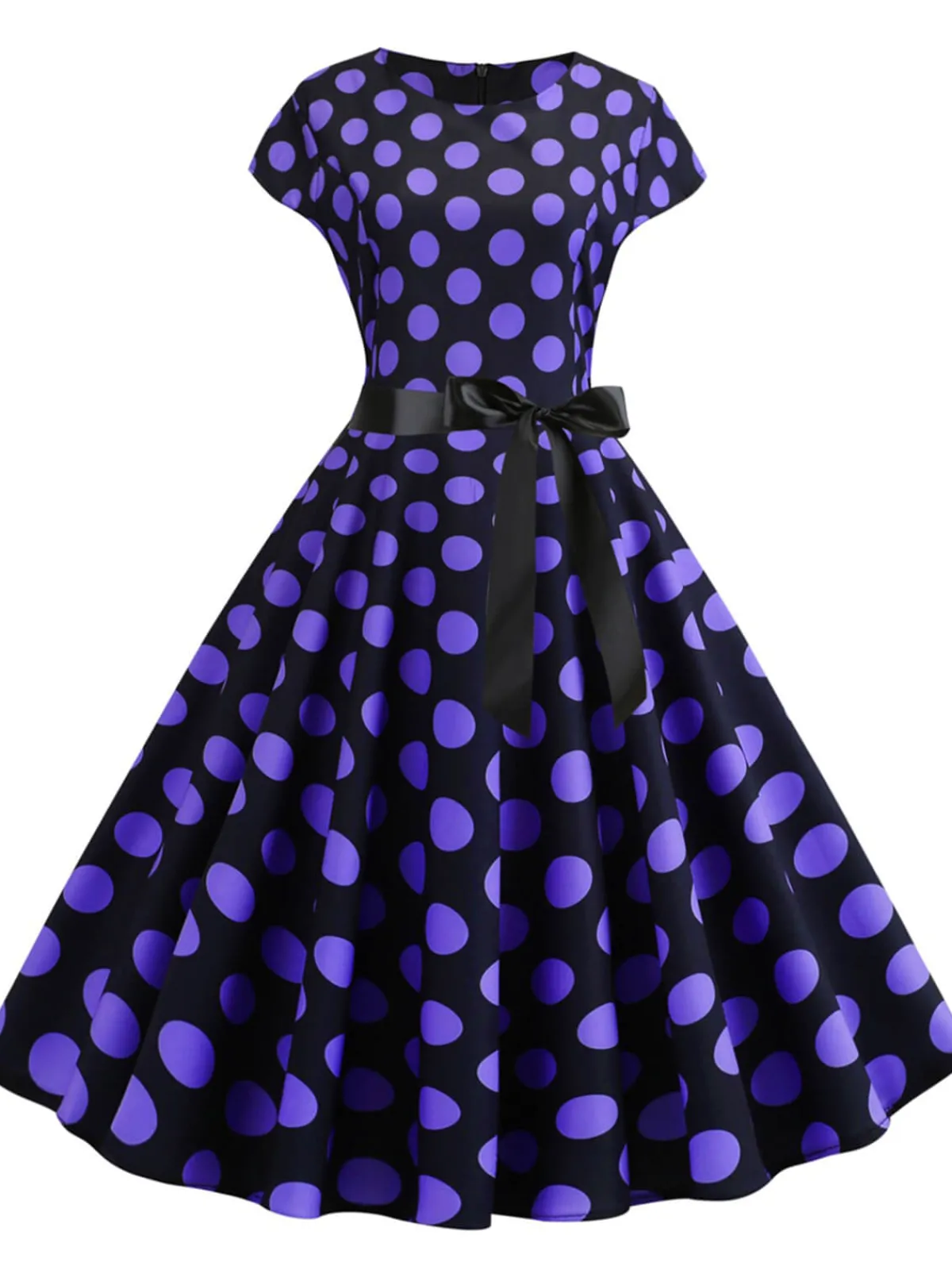 Sale Retro Stage 1950s Polka Dot Cap Sleeved Dress