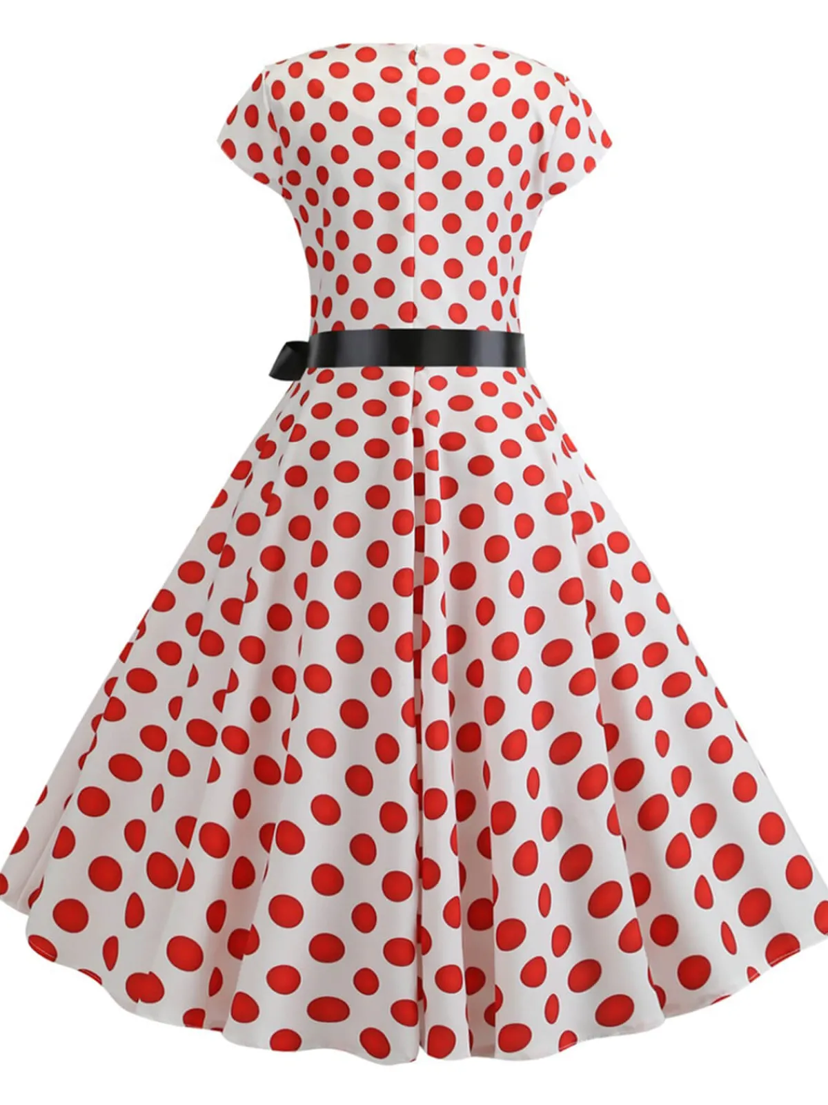 Sale Retro Stage 1950s Polka Dot Cap Sleeved Dress