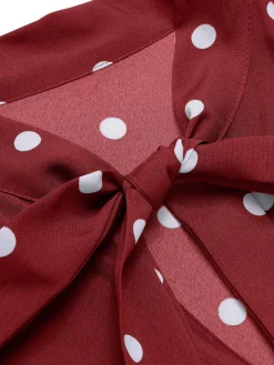 Fashion Retro Stage 1940s Polka Dot Drawstring Pleated Dress