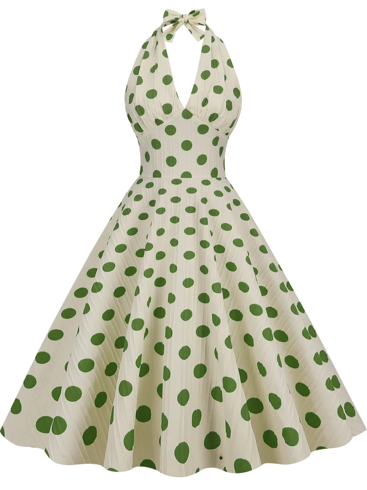 Fashion Retro Stage 1950s Polka Dot Halter Swing Dress