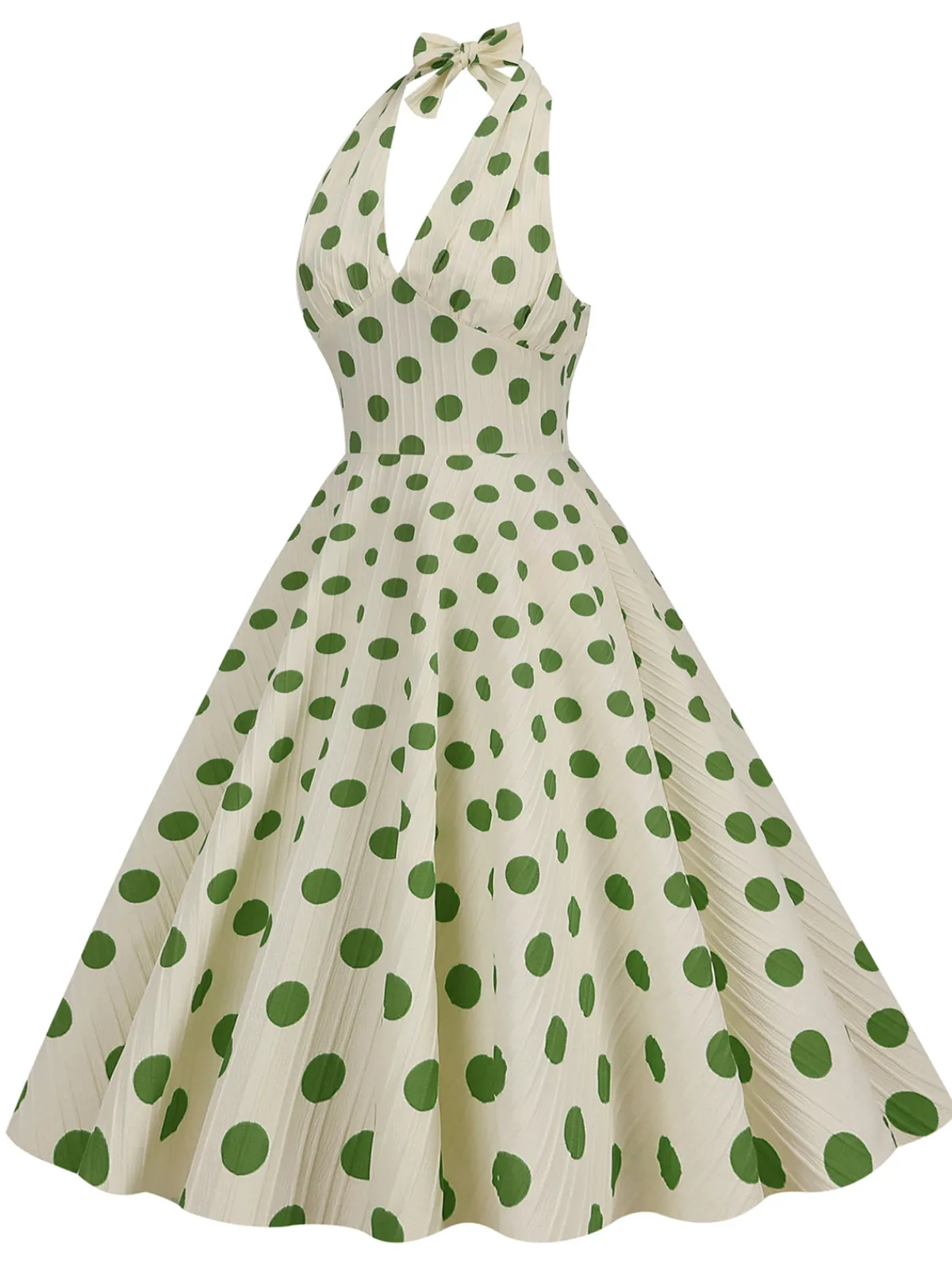 Fashion Retro Stage 1950s Polka Dot Halter Swing Dress