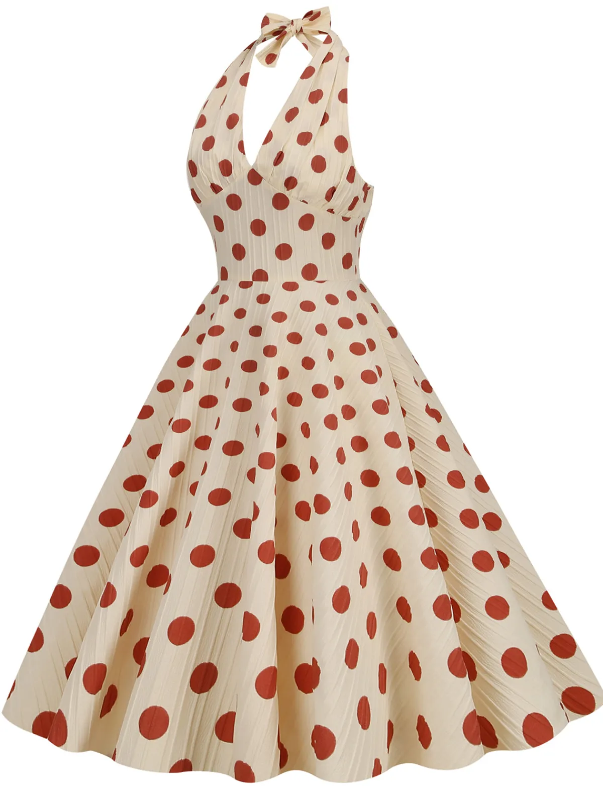 Fashion Retro Stage 1950s Polka Dot Halter Swing Dress