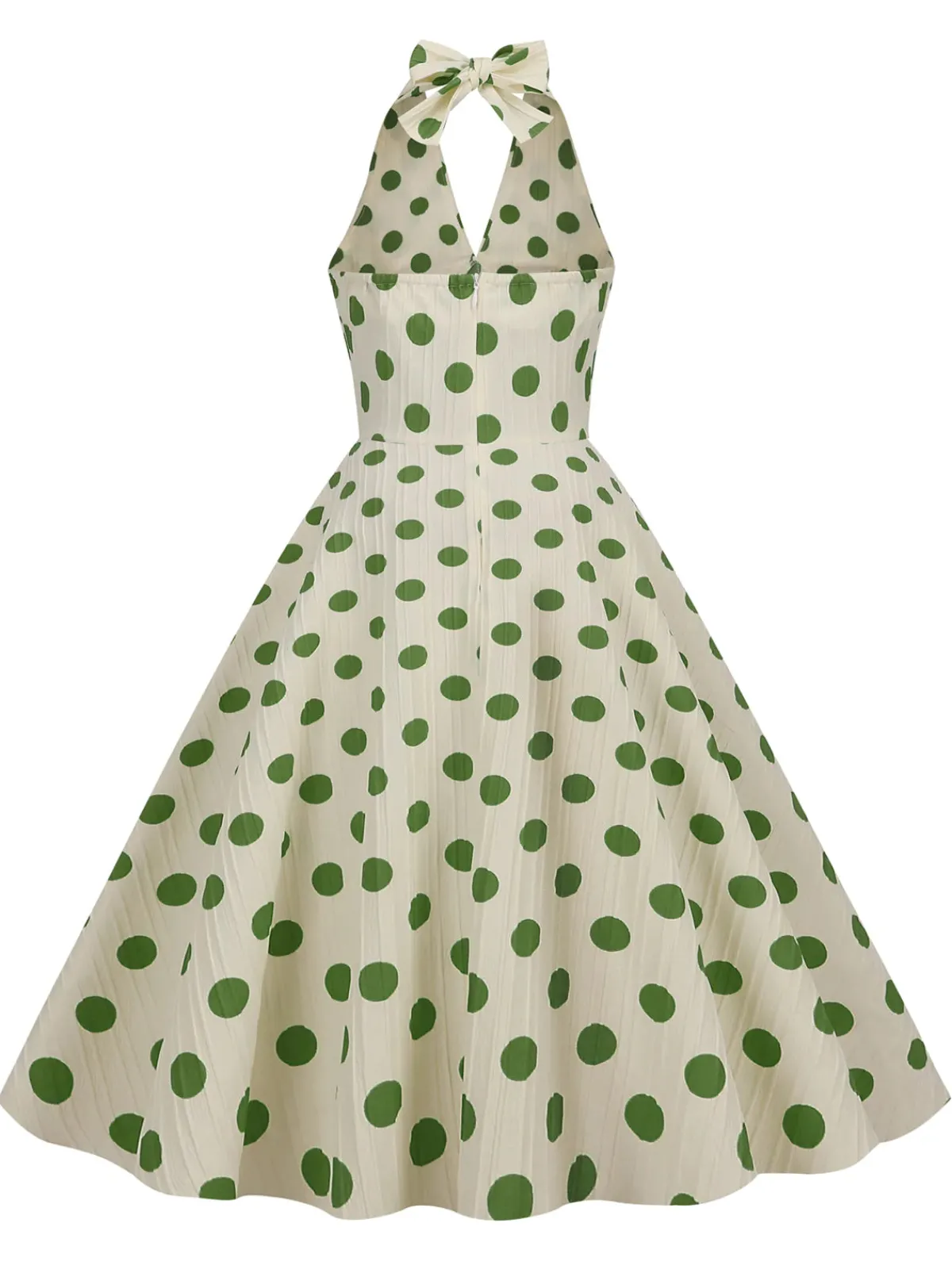 Discount Retro Stage 1950s Polka Dot Halter Swing Dress