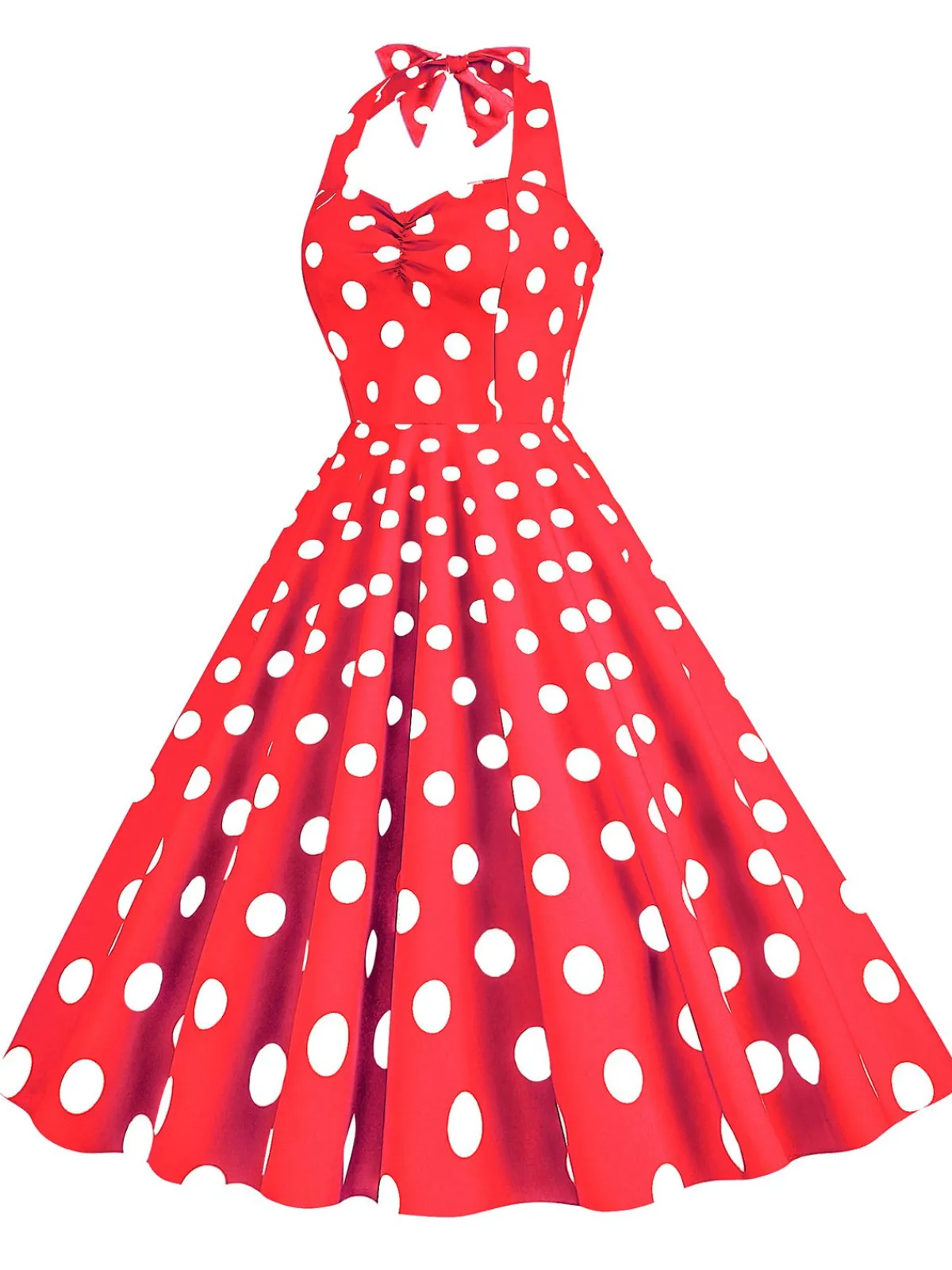 Sale Retro Stage 1950s Polka Dot Halter Swing Dress