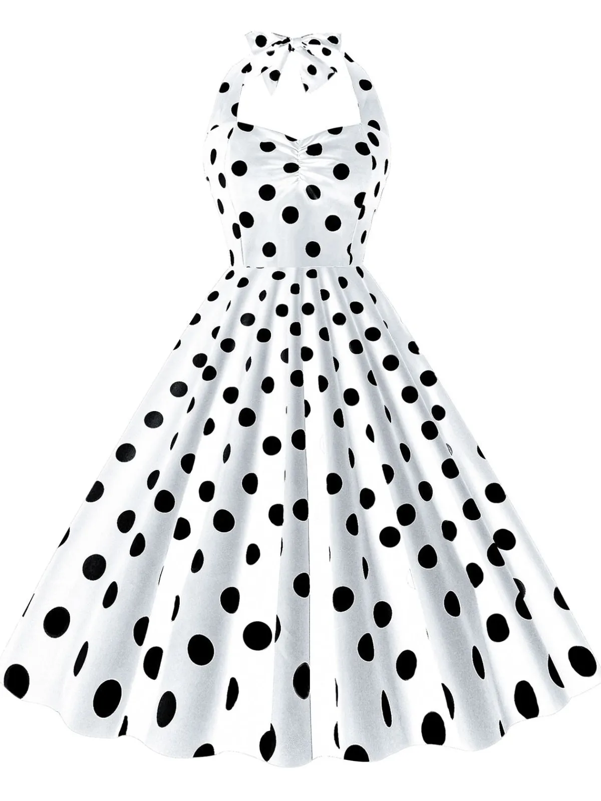 Sale Retro Stage 1950s Polka Dot Halter Swing Dress