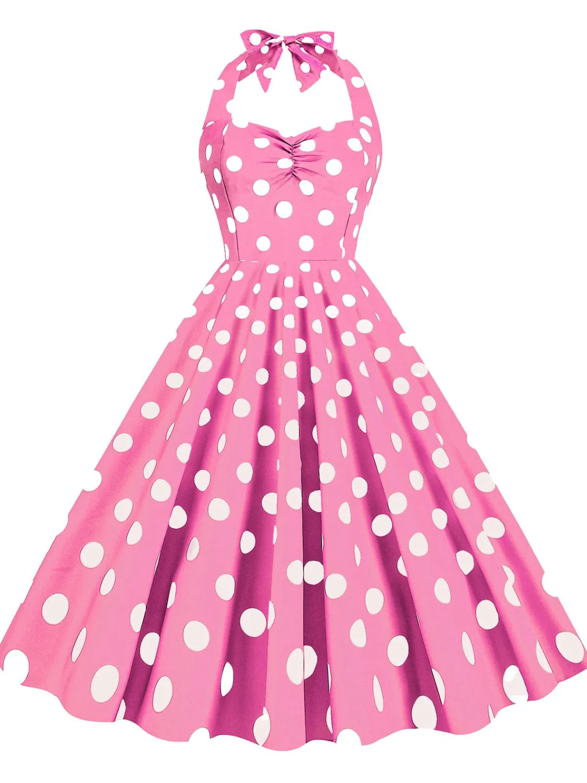 Sale Retro Stage 1950s Polka Dot Halter Swing Dress